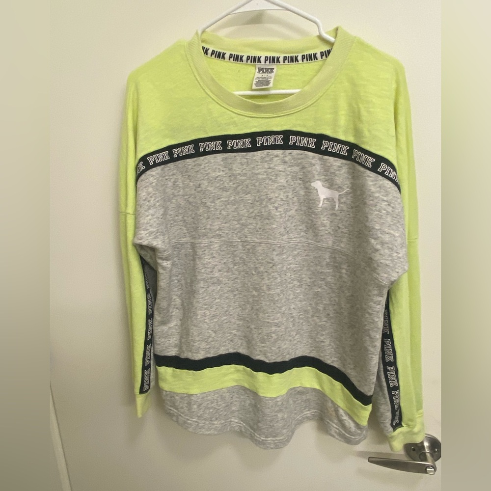 Gray/Lime PINK sweater S
